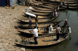 Sampans pulled up along the riverbank, Old Dhaka
