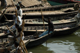 Sampans pulled up along the riverbank, Old Dhaka