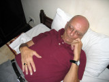 Dad testing the City Gate Hotel bed