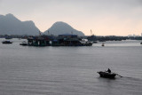Row boat headed for teh floating village, Cat Ba Harbor