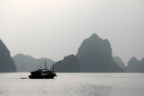 Our boat and the excursion boat part ways, Halong Bay