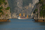 The largest tour boat we saw on Halong Bay, with 3 main decks