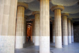 The Hypostyle Hall of Güell Park at the top of the Dragon Staircase, supporting the main terrace