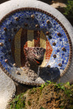 Another tile mosaic (trencadís) figure said to be a serpent's head, Güell Park