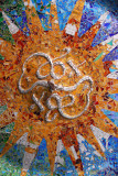 Colored tile mosaic on the ceiling of the Hypostyle Hall, Güell Park