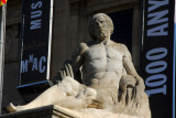 Large male nude on the steps of the National Art Museum of Catalonia