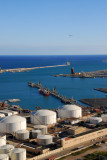 Petrochemical facilities at the Port of Barcelona seen from Montjuc