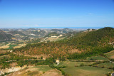 A clear day in the Apennines with views from San Leo to the Adriatic