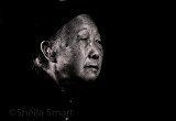 Elderly Asian lady in monochrome