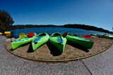 Kayaks at Narrabeen fisheye