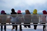Six Muslim schoolgirls in hijab 