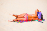 Sunbather in bikini on Manly Beach