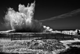 Heavy seas at North Curl Curl in monochrome