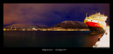 Panorama Tromso Harbour by night