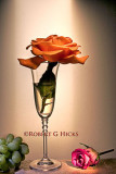Champagne Glass with Roses & Grapes