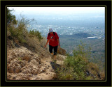 Debi Approaching Pass Mountain Saddle