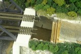 Aerial view of right hand abutment modification process