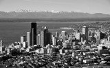 Afternoon light in Seattle and Olympic Mountains