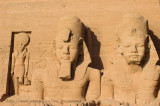 Statues of Ramesses II, wearing the double crown of Lower and Upper Egypt.