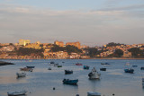 View of Porto at sunset across the harbor at Foz