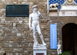 Michelangelos David (copy) in front of Palazzo Vecchio. Original 1504