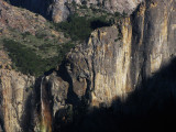 Rainbowd Bridalveil Falls top area w/ trees + looming shadow, from Tunnel View. #1736r2