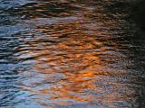 Rippling reflection of Half Dome at sunset, on the Merced River. 2585