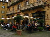 Relaxing outside the cafe