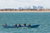 Boat no. 77 (1st Constitution) with Boston skyline