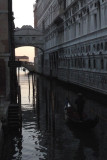 Venice Bridge of Sighs looking to the Grand Canal with gondola