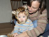 Kristina tries on leopard costume