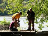 Portage trail bridge and hard working volunteers