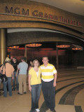 Kerri and Denmark in front of theater