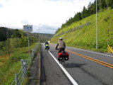 Theres another big climb today as we ride to Lake Toya.
