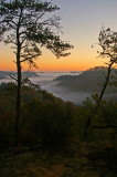 Red River gorge sunrise. Vue from Rush Ridge