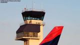 Delta Airlines B767-232 N102DA tail and NAS Oceana Air Traffic Control Tower military aviation air show stock photo #6720
