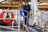 Michelle and CAPT Patrick Stadt onboard the USCGC BERTHOLF (WMSL 750), photo #0574C