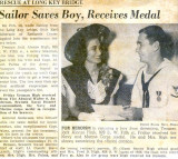 1944 - news article about Jack High receiving medal for saving life of boy