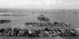 1962 - aerial view of the Venetian Causeway islands from the Goodyear Blimp Mayflower