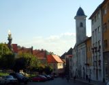 old town kremnica, with a statue to plague victims