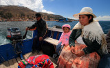 Crossing Titicaca Lake in Strait of Tiquina