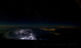 Lightning in the clouds below