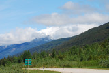 Mount Terry Fox in clouds north of Valemont