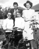1947: Glenageary, County Dublin, Ireland. Mom (left) with Clem, Thora and Grandmother Veronica. All looking oddly eccentric.
