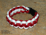 Red and White 550 Paracord Bracelet with side release buckle