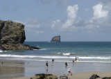 St Agnes beach with Bawden rock - safe family swimming at all tides, wheee!!
