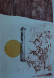sunset in the woods - collagraph/sold