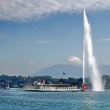 Steamer and fountain, Lake Geneva