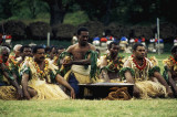 Men with a dish of yaqona, mixed from kava root