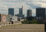 A Tallinn skyline with graffiti